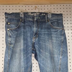 Wrangler Retro Slim Boot Medium Wash Stretch Jeans Blue Size 34 X 36
